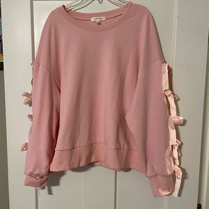 Carole Christian pink sweatshirt with velvet bows